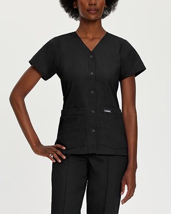 Landau - Essentials Women's Snap Front V-Neck Scrub Tunic. 8232