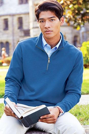 A shot of a man wearing Brooks Brothers Double-Knit 1/4-Zip.