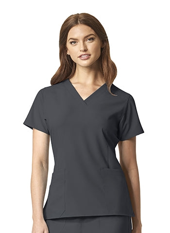 WonderWink - Ladies Pewter WW INDY 4.0 V-Neck Scrub Top. 1601