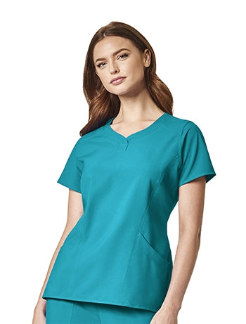 WonderWink - Ladies Teal WW INDY 4.0 Notch Neck Scrub Top. 1611