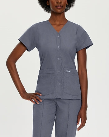 Landau - Essentials Women's Snap Front V-Neck Scrub Tunic. 8232
