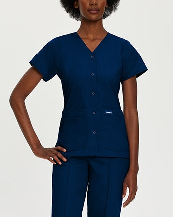 Landau - Essentials Women's Snap Front V-Neck Scrub Tunic. 8232