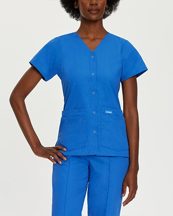 Landau - Essentials Women's Snap Front V-Neck Scrub Tunic. 8232