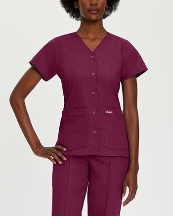 Landau - Essentials Women's Snap Front V-Neck Scrub Tunic. 8232