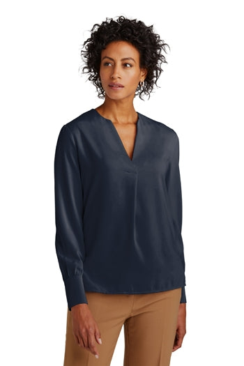 Brooks Brothers - Women’s Open-Neck Satin Blouse. BB18009