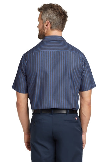 Red Kap - Short Sleeve Striped Industrial Work Shirt. CS20