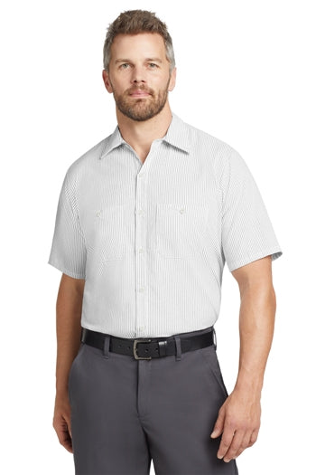 Red Kap - Short Sleeve Striped Industrial Work Shirt. CS20