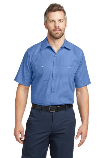 Red Kap - Short Sleeve Striped Industrial Work Shirt. CS20