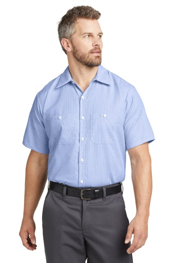 Red Kap - Short Sleeve Striped Industrial Work Shirt. CS20