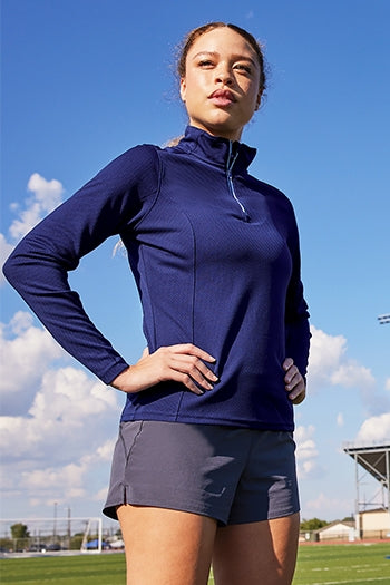 Sport-Tek - Ladies Sport-Wick® Textured 1/4-Zip Pullover. LST860