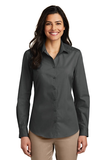 Port Authority - Ladies Long Sleeve Carefree Poplin Shirt. LW100
