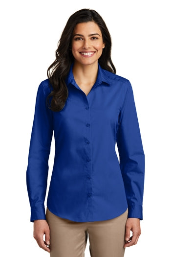 Port Authority - Ladies Long Sleeve Carefree Poplin Shirt. LW100