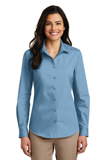 Port Authority - Ladies Long Sleeve Carefree Poplin Shirt. LW100