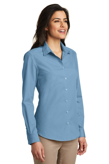 Port Authority - Ladies Long Sleeve Carefree Poplin Shirt. LW100