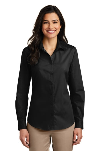 Port Authority - Ladies Long Sleeve Carefree Poplin Shirt. LW100