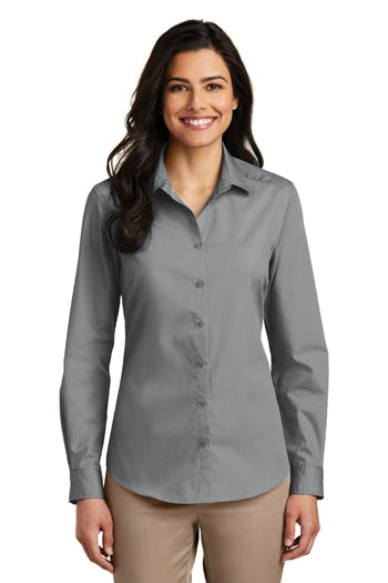 Port Authority - Ladies Long Sleeve Carefree Poplin Shirt. LW100