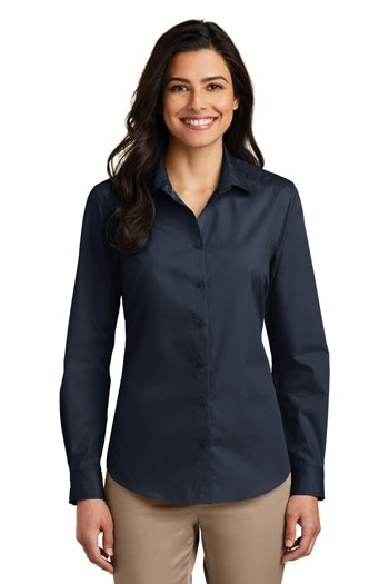 Port Authority - Ladies Long Sleeve Carefree Poplin Shirt. LW100