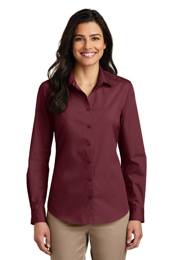 Port Authority - Ladies Long Sleeve Carefree Poplin Shirt. LW100