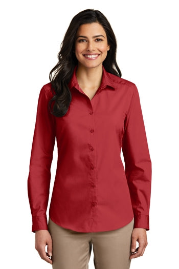 Port Authority - Ladies Long Sleeve Carefree Poplin Shirt. LW100