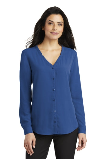 Port Authority - Ladies Long Sleeve Button-Front Blouse. LW700