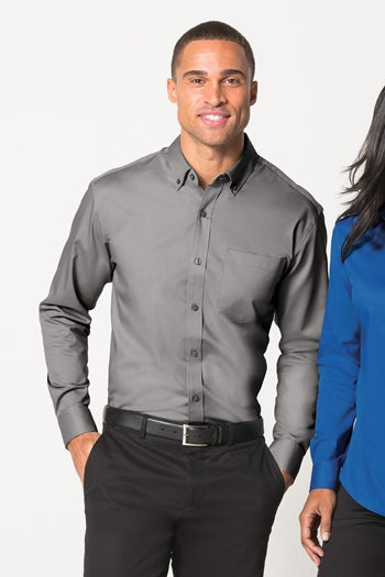 Front view of a man wearing Port Authority  SuperPro™ Twill Shirt.