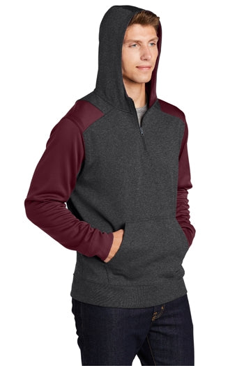Sport-Tek - Tech Fleece Colorblock 1/4-Zip Hooded Sweatshirt. ST249