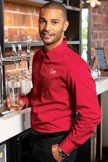 A shot of a man wearing Port Authority Long Sleeve SuperPro React™ Twill Shirt.