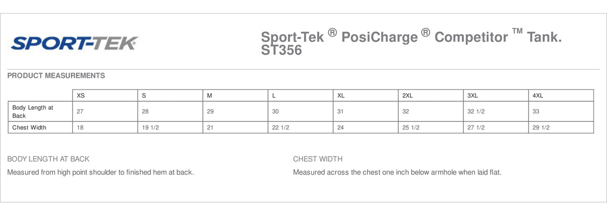 Sport-Tek - PosiCharge ® Competitor ™ Tank. ST356 Size Chart