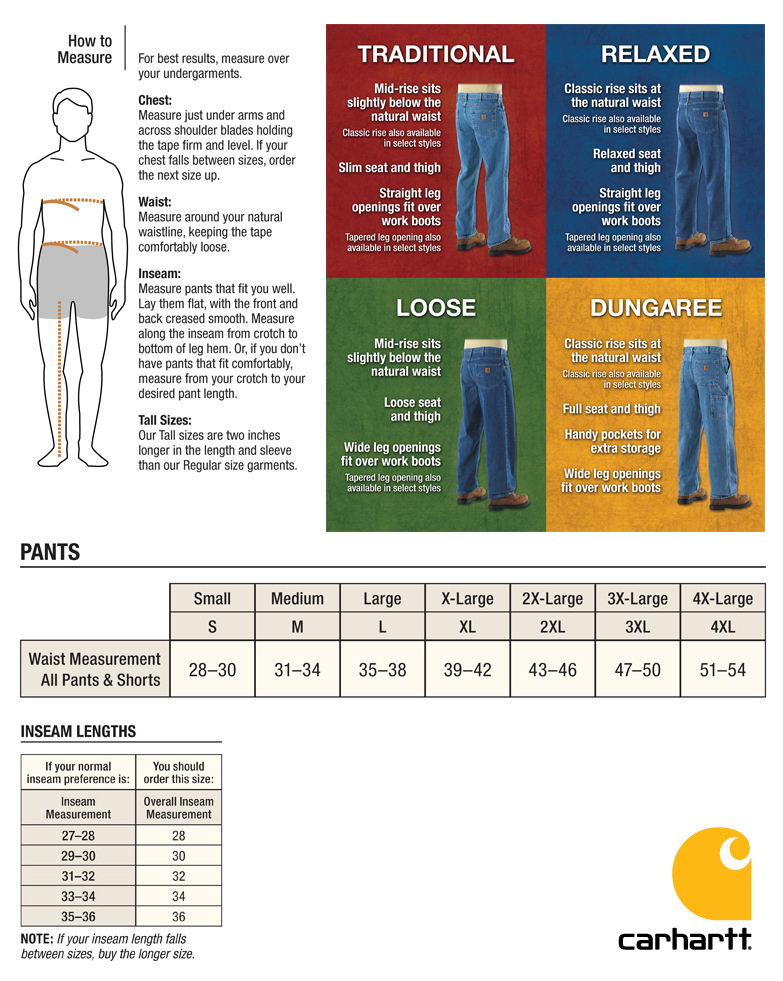 Carhartt Size Chart Pants | lupon.gov.ph
