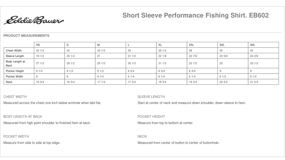 Eddie Bauer - Short Sleeve Performance Fishing Shirt. EB602