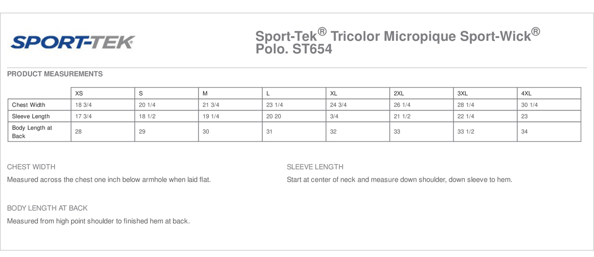 Sport-Tek Tricolor Micropique Sport-Wick Polo2XL Black/True Red/White ST654 