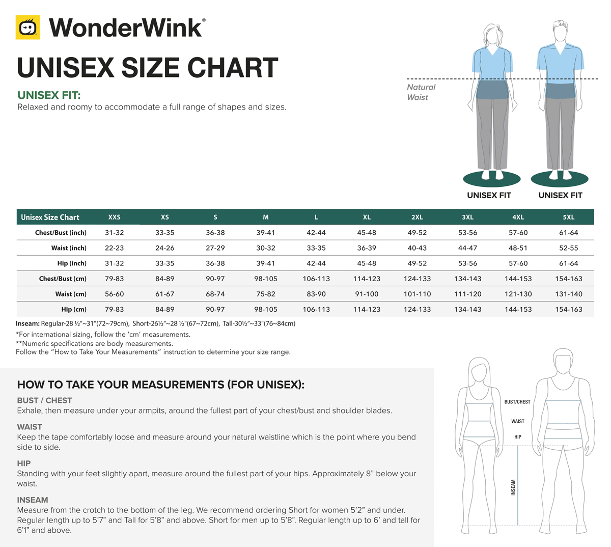 Wonderflex Scrubs Size Chart